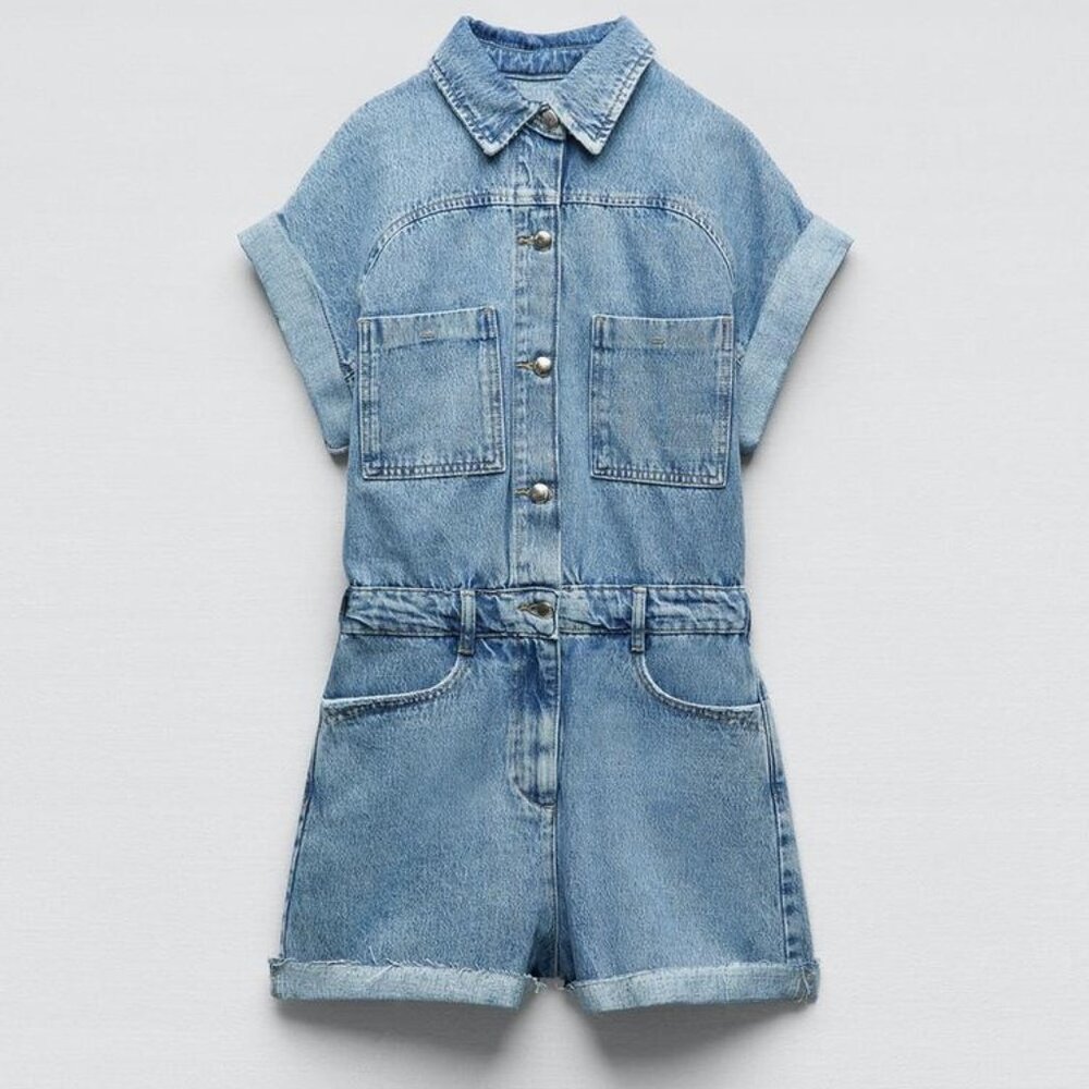 Zara Denim Romper Sz S